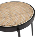 mesa rincón redonda rattan, madera negra y acero negro, vista 3