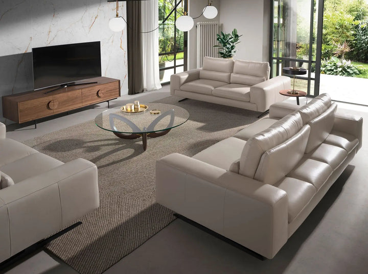 Mesa rincón redonda nogal y acero negro