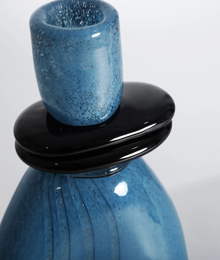 JARRÓN DECORATIVO RUISE AZUL DE VIDRIO