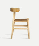 Dining chair made of natural elm wood and rope