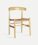 Dining chair made of natural elm wood and rope