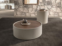 Mesa centro redonda nogal y madera tapizada en polipiel arena - Mesa de centro - El Workshop-Ø80 x 28 Cm