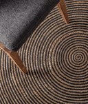 ALFOMBRA LEANDRA DE ALGODÓN BEIGE CON DETALLES NEGROS REDONDA