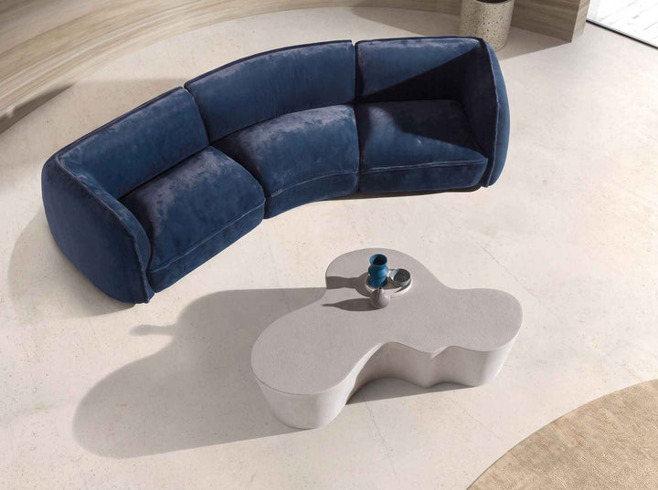 Mesa centro forma orgánica fibra de vidrio epoxi arena
