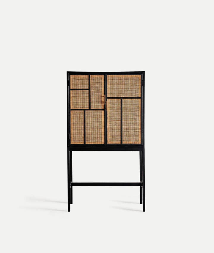 Armario negro, ratán y madera BEILEN - Armarios - El Workshop - madera de pino