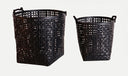 Juego de 2 cestas para ropa bambú negro KALESHE