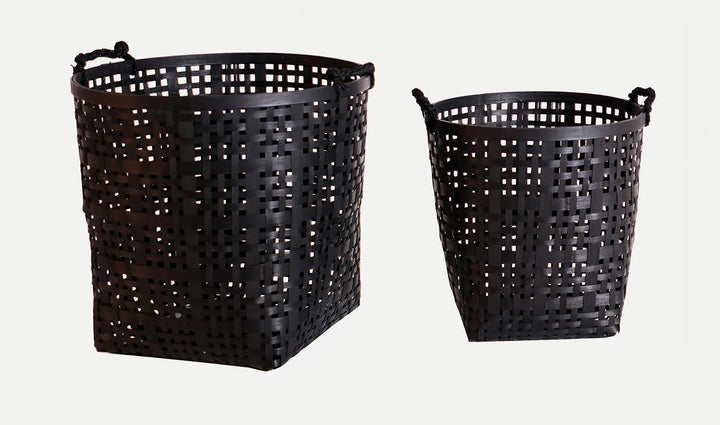 Juego de 2 cestas para ropa bambú negro KALESHE