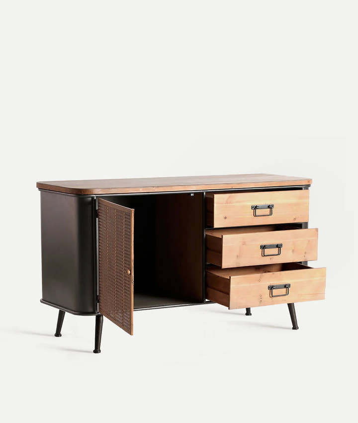 Aparador color negro y madera estilo industrial TIRKANE - Aparadores - El Workshop - hierro