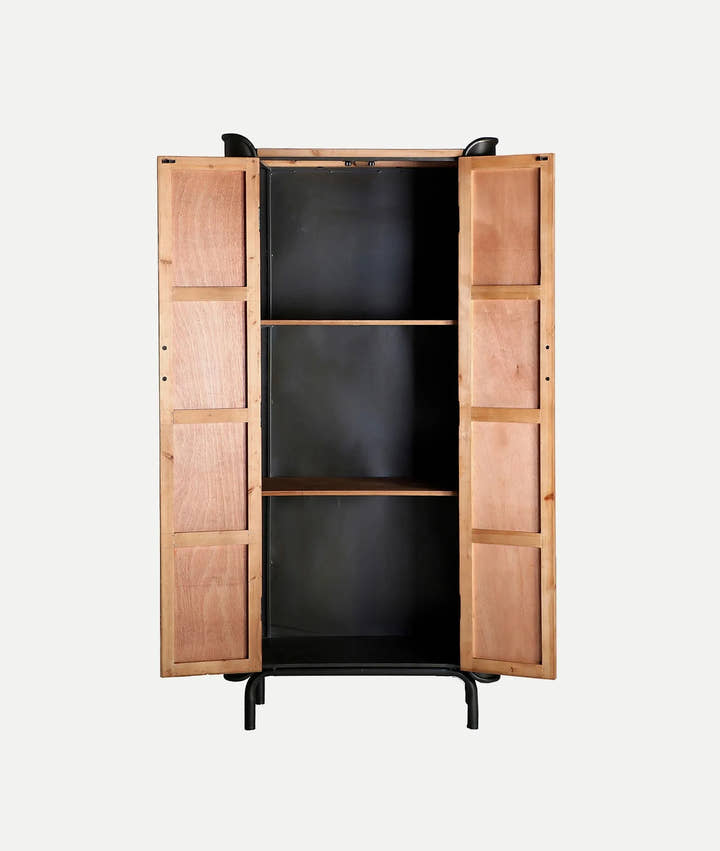 Armario estilo industrial estructura metálica color gris y madera BRIEC - Armarios - El Workshop - madera de abeto