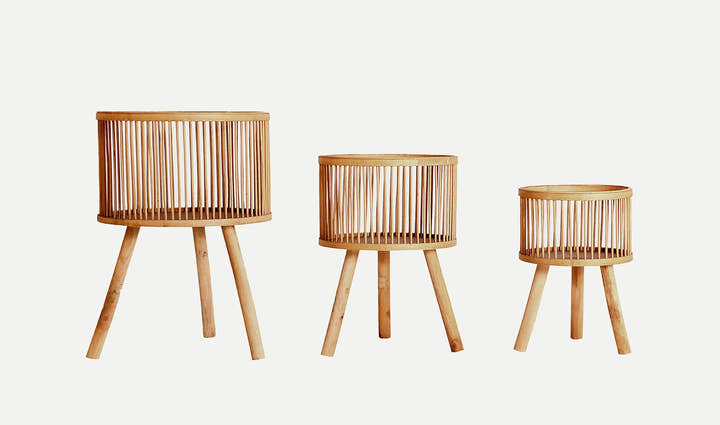 Juego de 3 macetas de fibras naturales artesanal ARTEAGA - Macetas - El Workshop - bambú