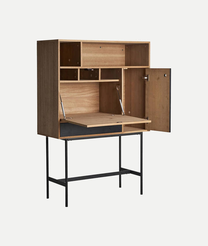 Armario GELLE de madera vista y detalle en negro - Armarios - El Workshop - madera mdf