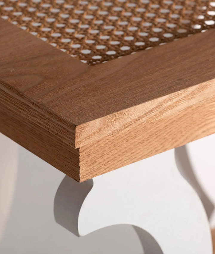 Mesa auxiliar ZETEL elegante de ratán y madera vista. - Mesas auxiliares - El Workshop - ratán