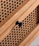 Nachtkastje ZETEL in rotan en hout met zwart