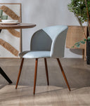 Silla LULA patas de madera tapizado azul claro