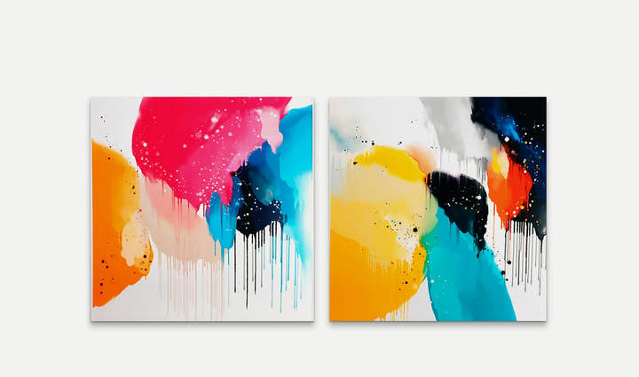 Juego de 2 arte de pared KRYSTA colores fuertes y diseño único