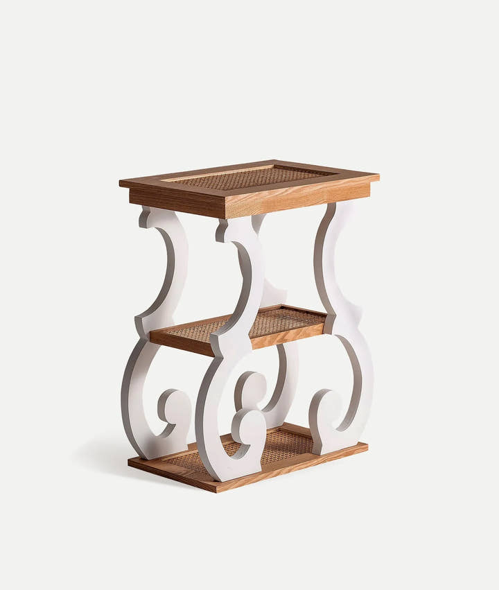 Mesa auxiliar ZETEL elegante de ratán y madera vista. - Mesas auxiliares - El Workshop - ratán