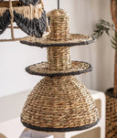 Lámpara de techo de fibra natural a mano negro y madera, KASSES