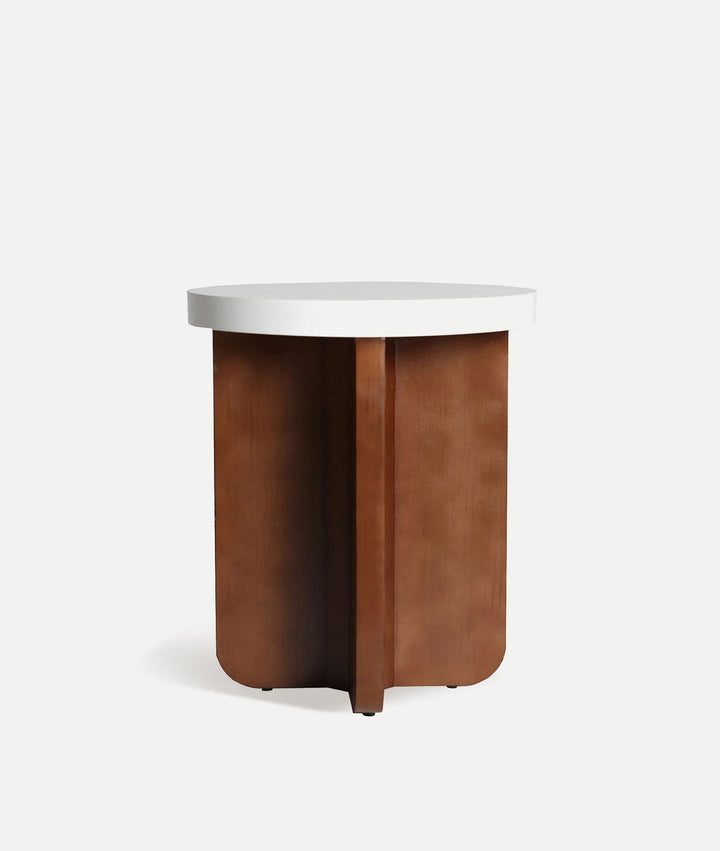 Mesa auxiliar madera oscura rojo y blanco GRANDVAL