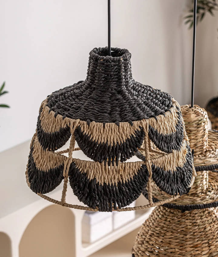 Lámpara de techo de fibra natural negra y blanco, LISSE - Lámparas de techo - El Workshop - fibra natural