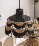 Lámpara de techo de fibra natural negra y blanco, LISSE