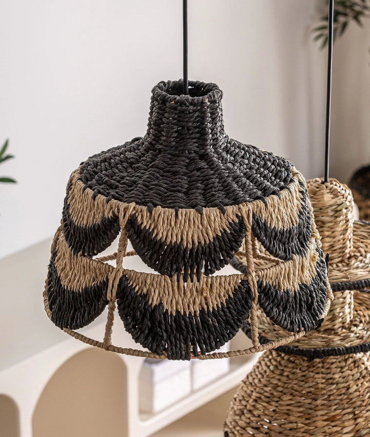 Lámpara de techo de fibra natural negra y blanco, LISSE - Lámparas de techo - El Workshop - fibra natural