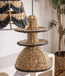 Lámpara de techo de fibra natural a mano negro y madera, KASSES