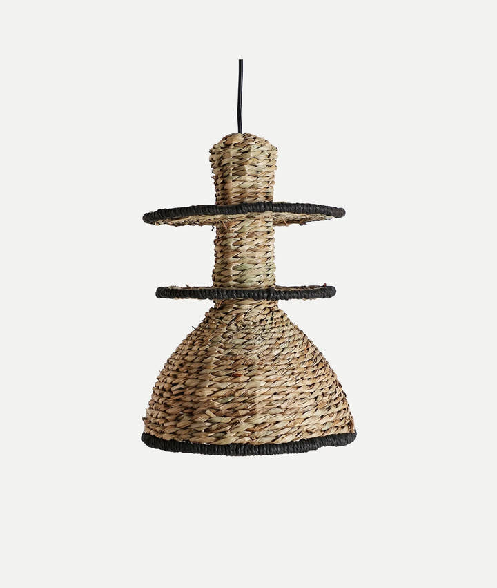 Lámpara de techo de fibra natural a mano negro y madera, KASSES - Lámparas de techo - El Workshop - fibra natural