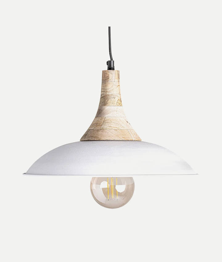 Lámpara de techo color blanco y madera natural BECK - Lámparas de techo - El Workshop - hierro