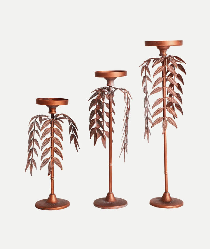 Candelabro PALMERA LUCERNA de color cobre - Portavelas y velas - El Workshop - hierro