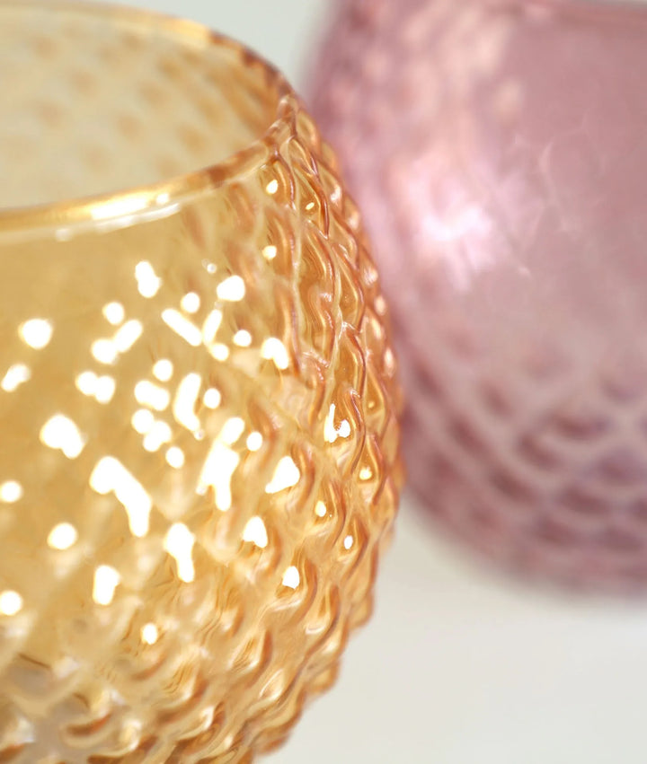 Set van 4 JUKE gekleurde glazen kaarsenhouders