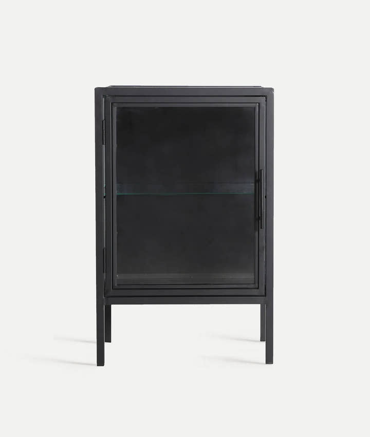 Mesita de noche KILREA de metal negro y vidrio - Mesitas de noche - El Workshop - hierro