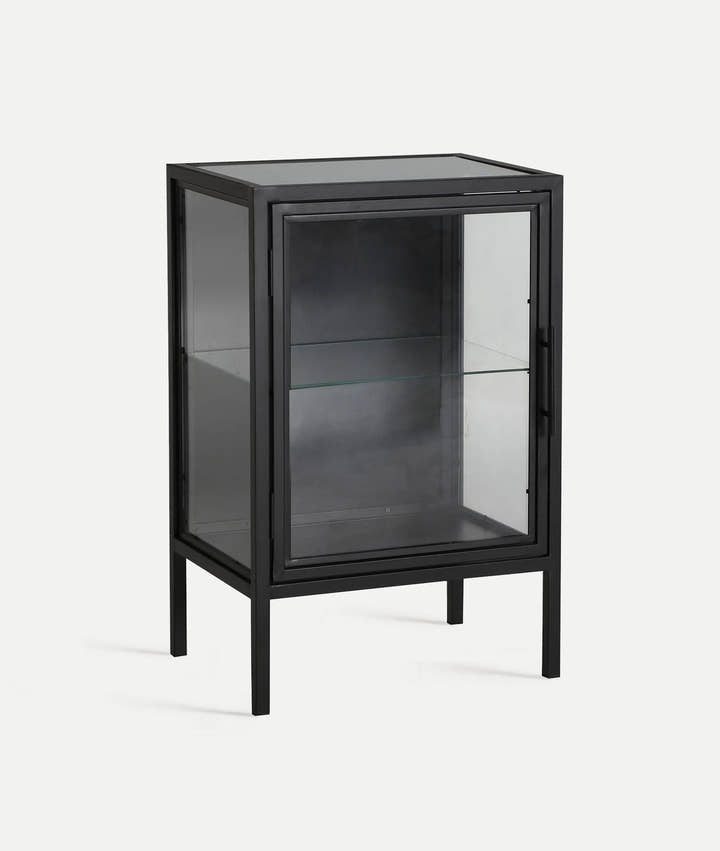 Mesita de noche KILREA de metal negro y vidrio - Mesitas de noche - El Workshop - hierro