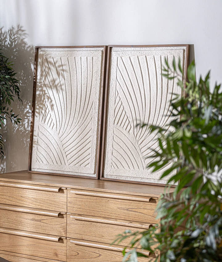 Arte de pared NAKAL blanco con marco de madera marrón - Pinturas y lienzos - El Workshop - papel maché