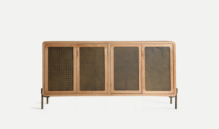 Aparador de madera de pino y patas de color oro NEVOY