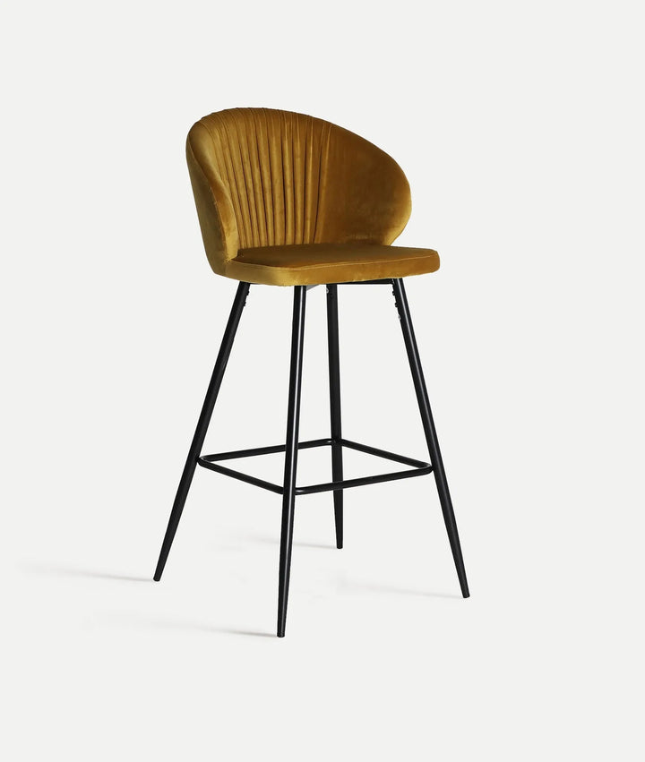 Taburete ALGIO tapizado en terciopelo ocre