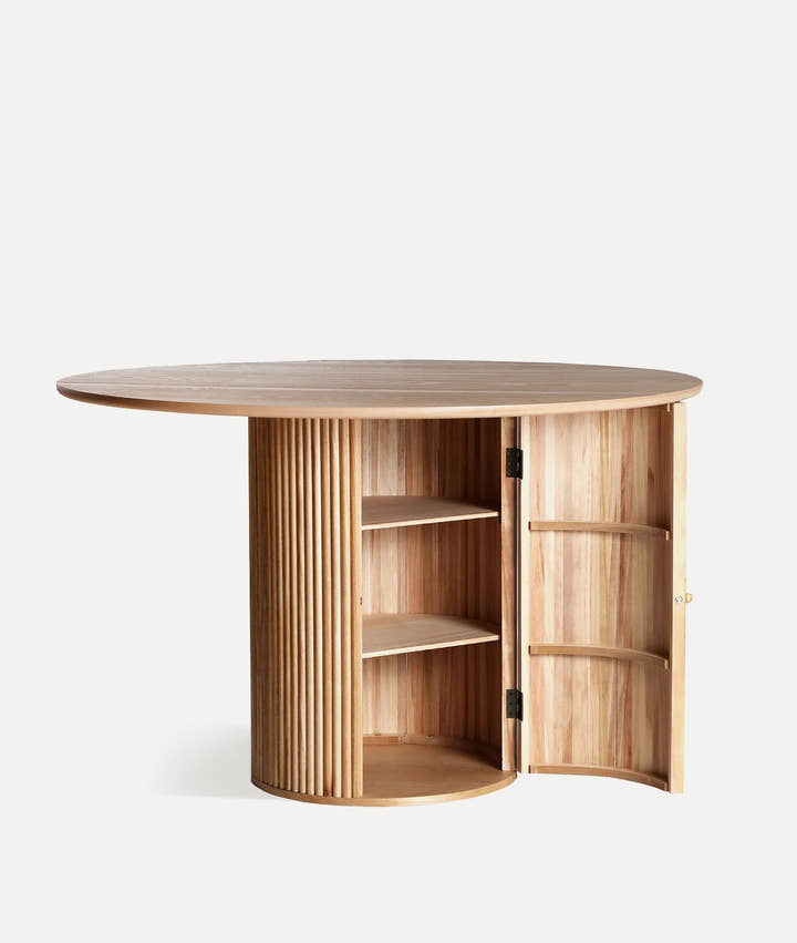 Mesa de comedor redonda SKAGEN de madera natural japandi - Mesas de comedor - El Workshop - madera de paulownia