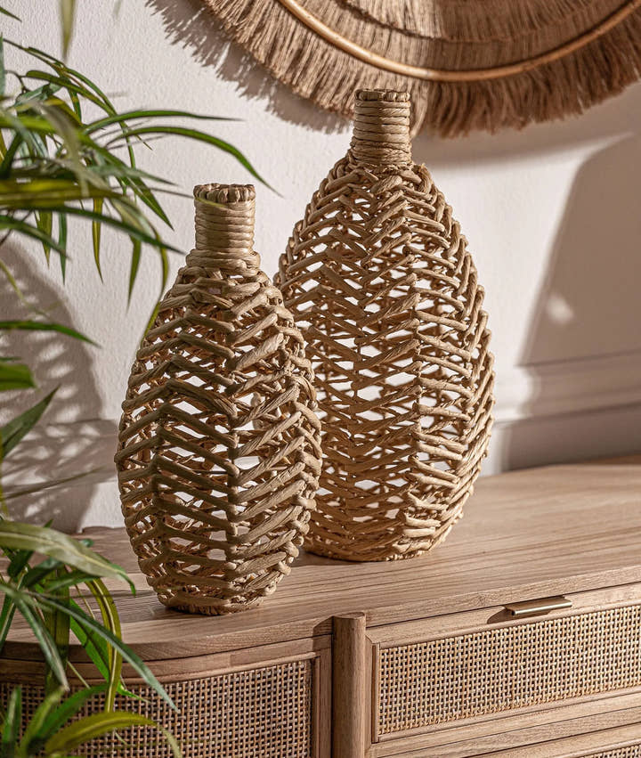 Botella LEBORK decorativa en fibra natural estilo boho - Jarrones y centros - El Workshop - fibra natural