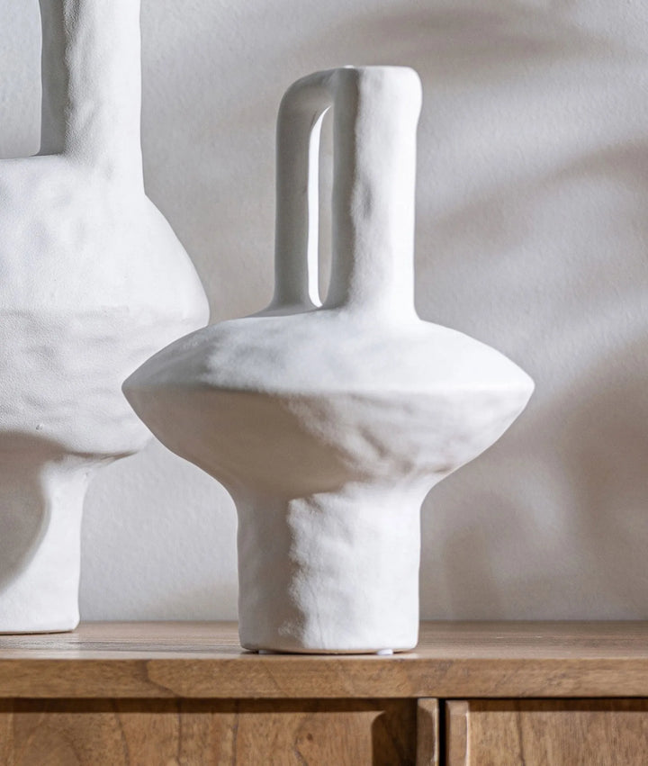 Handgemaakte witte keramische vaas BLECK