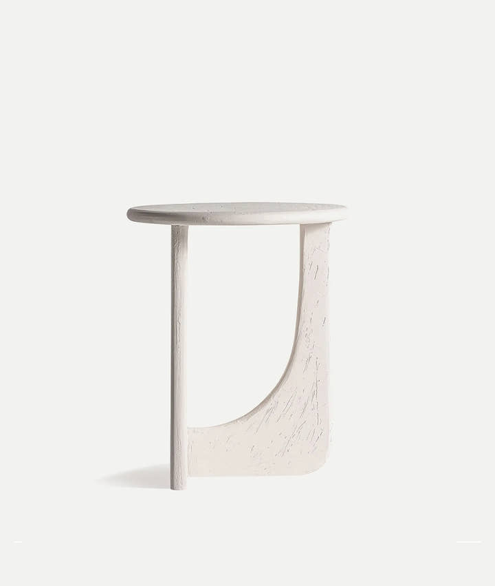 Mesa auxiliar INHA de madera blanca con detalles, estilo minimalista - Mesas auxiliares - El Workshop - madera de mango