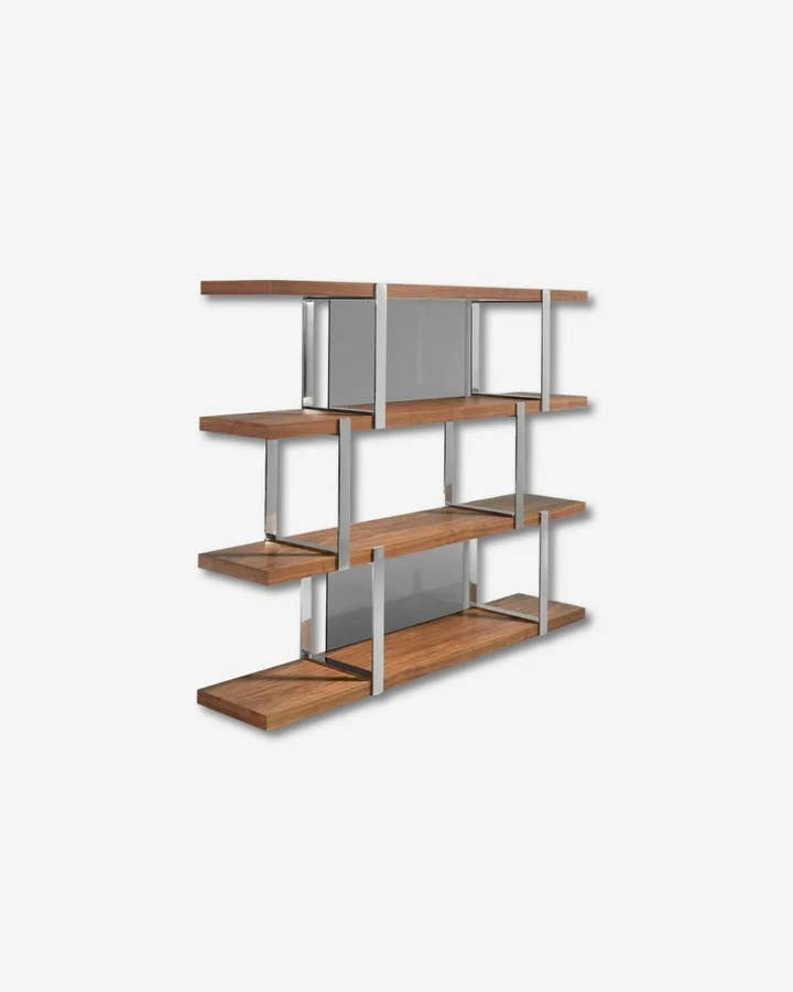 Estanteria nogal separadores cristal negro - Estantería - El Workshop - nogal - natural