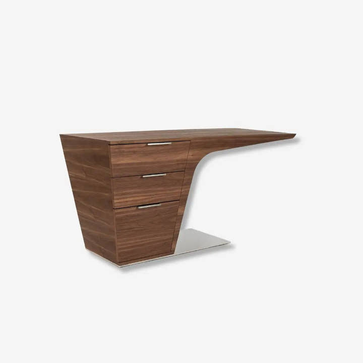 Escritorio nogal y base acero cromado - Escritorio - El Workshop - 150x60x76cm