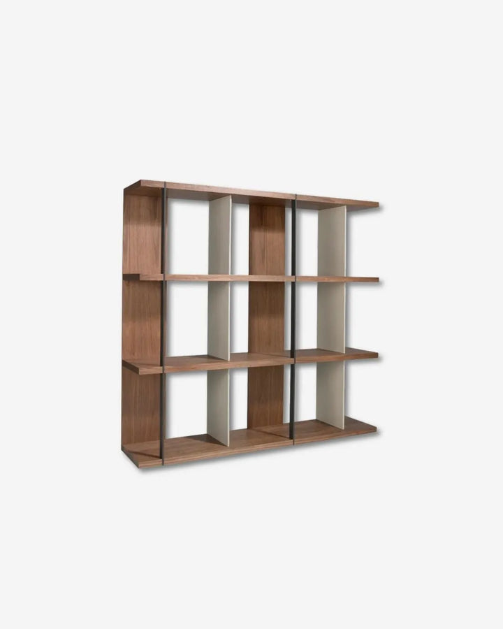 Estanteria nogal y madera gris