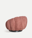 Swivel armchair upholstered in bouclé cotton