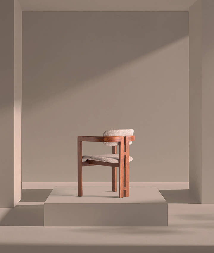 HEDEL STOEL GESTOFFEERD IN BRUIN EN GRIJS