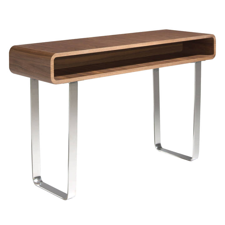 Consola rectangular nogal y acero cromado - Mesa consola - El Workshop - Natural