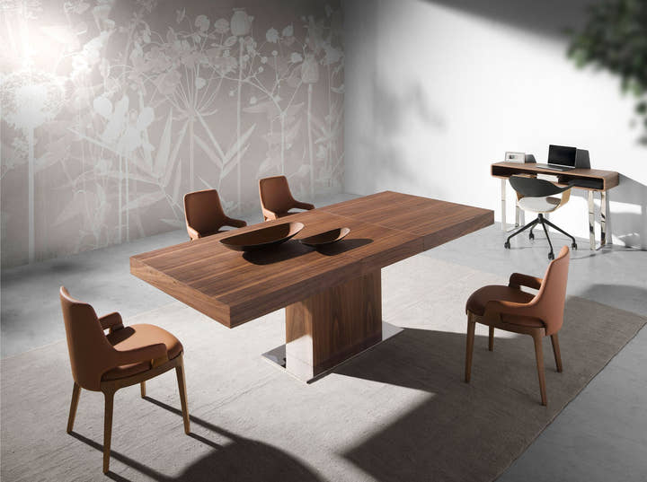 Consola rectangular nogal y acero cromado - Mesa consola - El Workshop - Natural