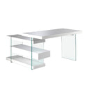 escritorio madera blanco y cristal templado, vista 2