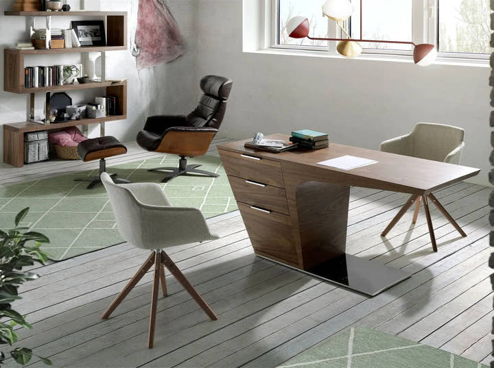 Escritorio nogal y base acero cromado - Escritorio - El Workshop - 150x60x76cm