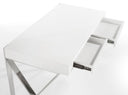 escritorio madera blanco y acero cromado, vista 4
