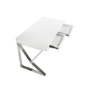 escritorio madera blanco y acero cromado, vista 3